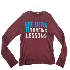 HOLLISTER Shirt Men's Long Sleeve Crew Neckline Text Pullover Tee Purple Large
